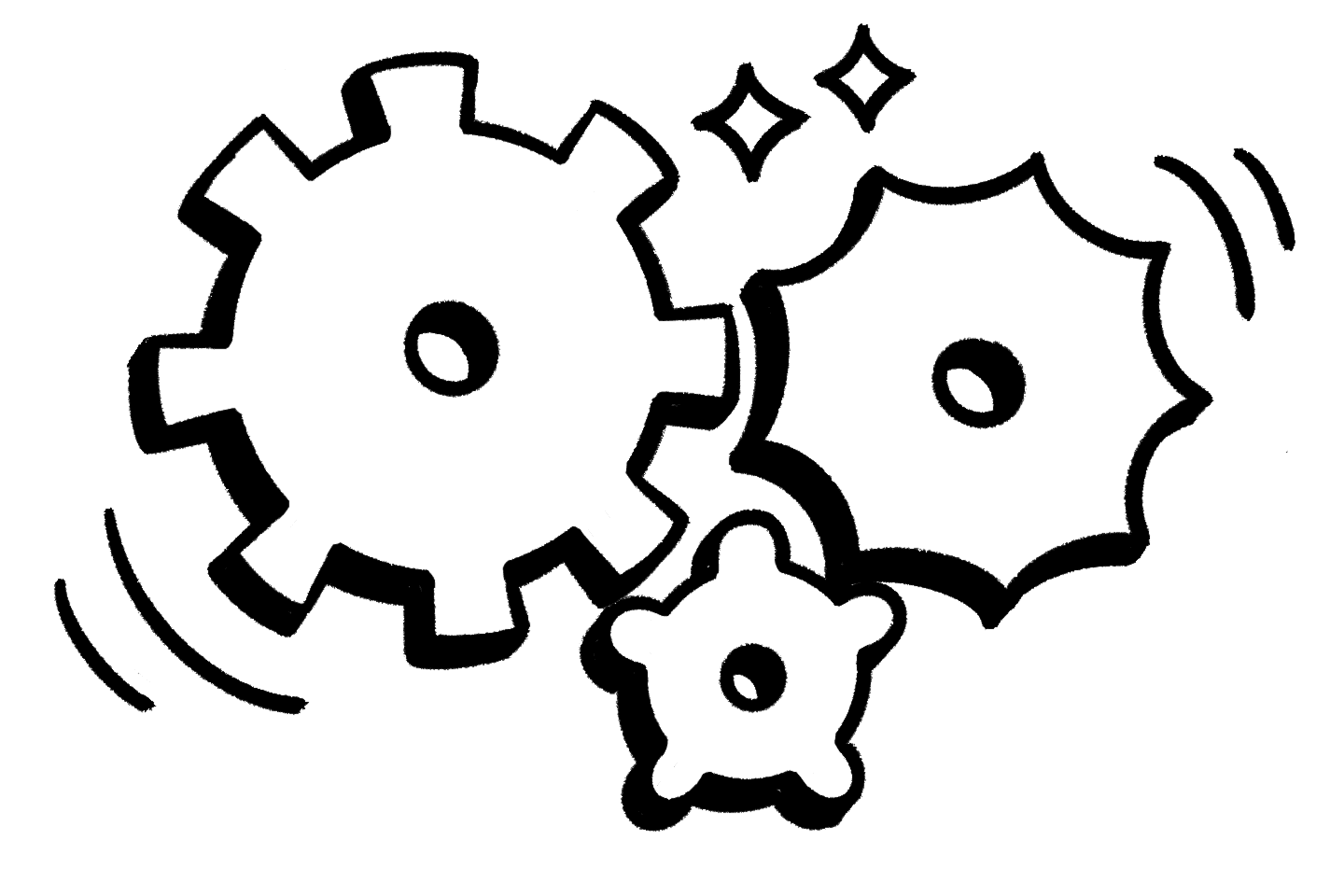 スポットイラスト:歯車(白黒)