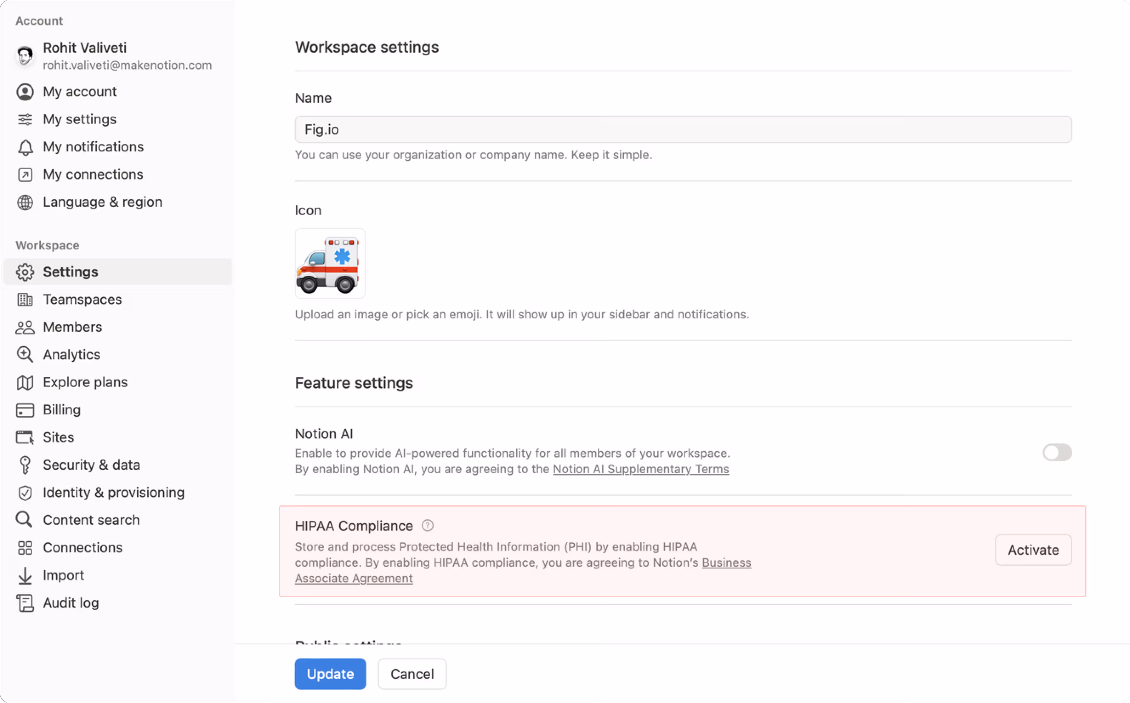 hc: HIPAAコンプライアンスの有効化