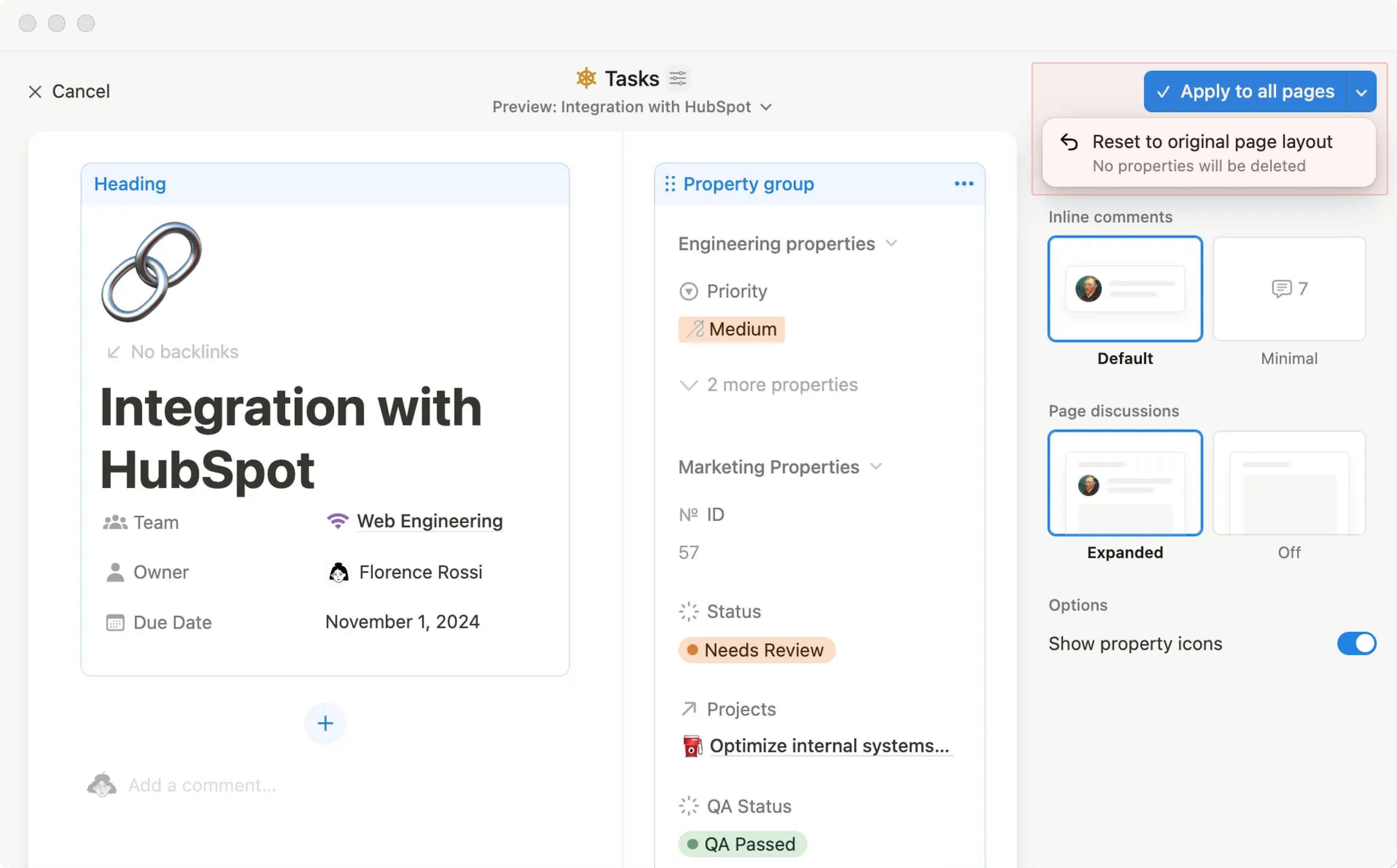 hc: ページに適用するか、リセットする