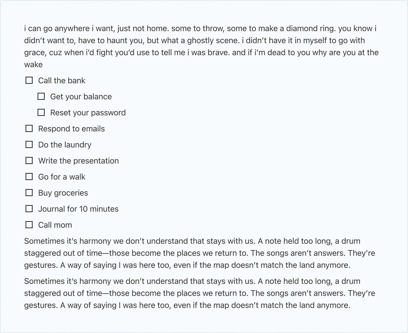 standardized spacing