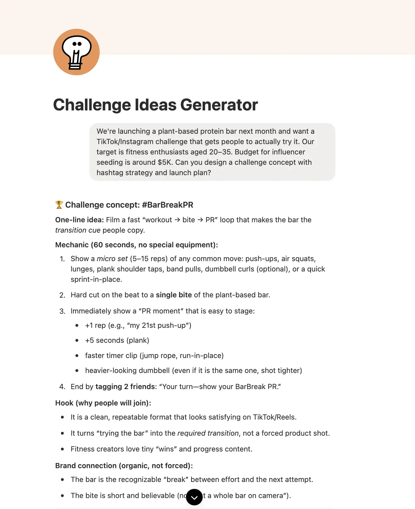 Challenge Ideas Generator