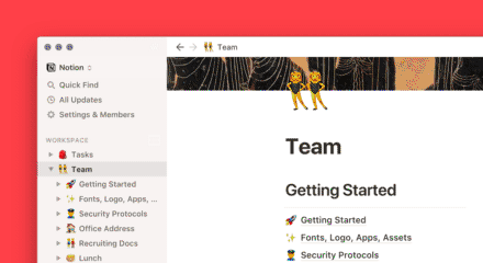 複数レベルのネストされたエントリーを持つNotionワークスペースのサイドバーのアニメーション